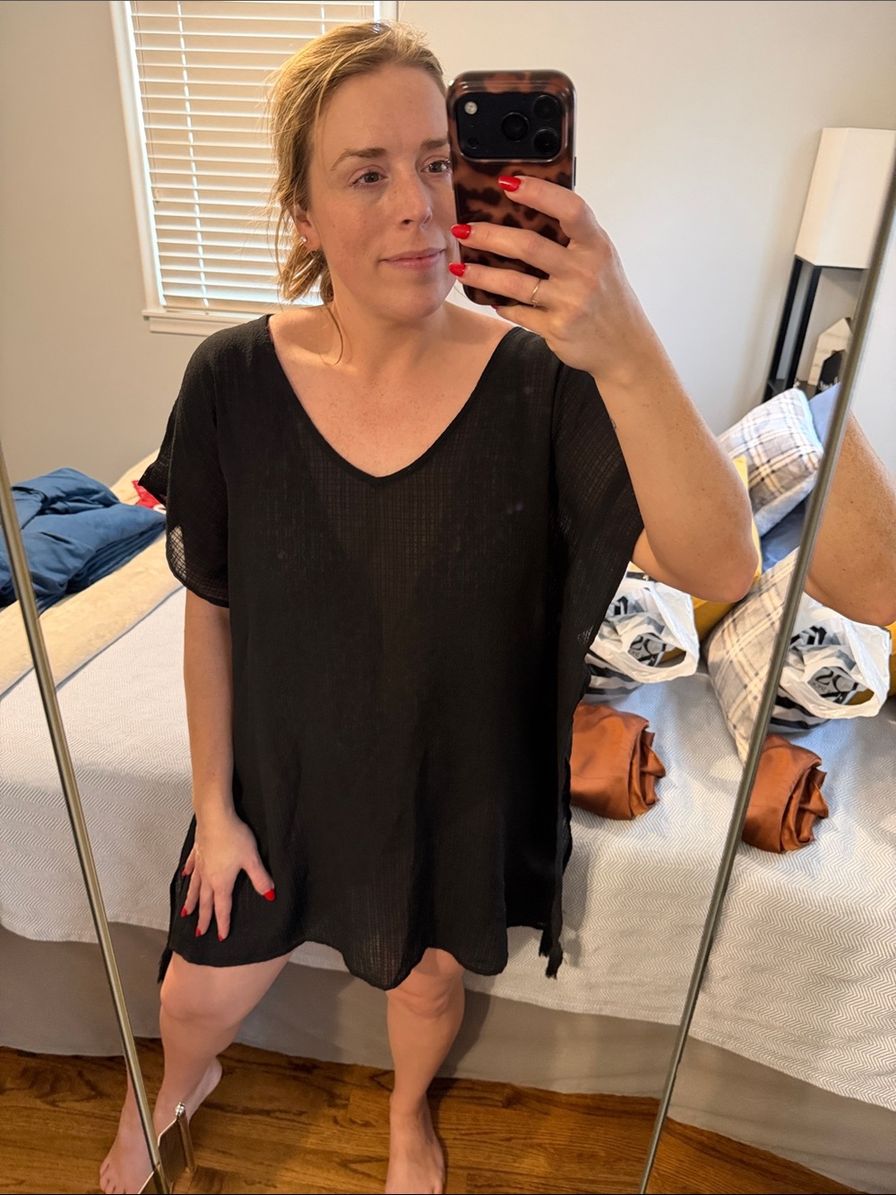 Kona Sol Black V-Neck Short Sleeve Tunic